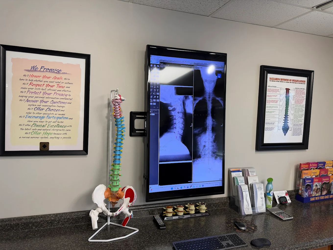 Inside the chiropractic office at Axis Health and Wellness in Centennial CO